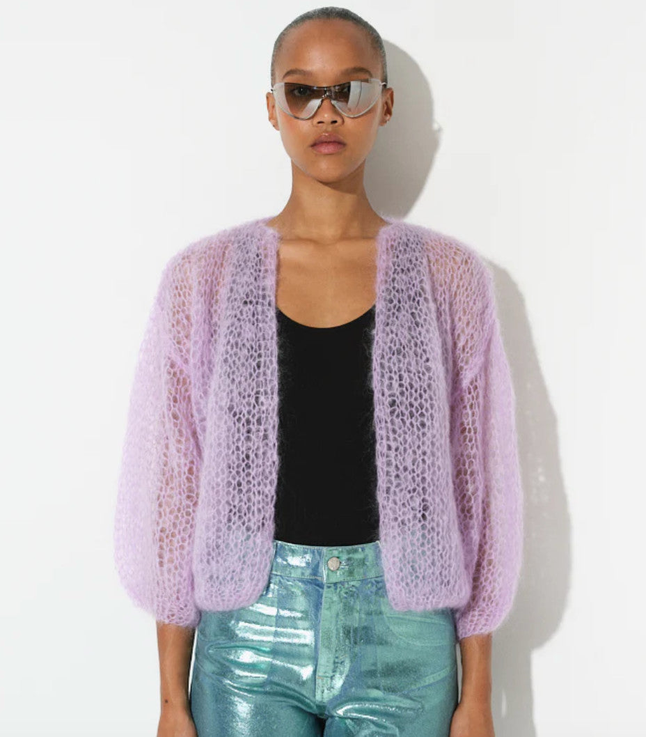 Maiami W Mohair Bomber Cardigan Light – Grey Salt