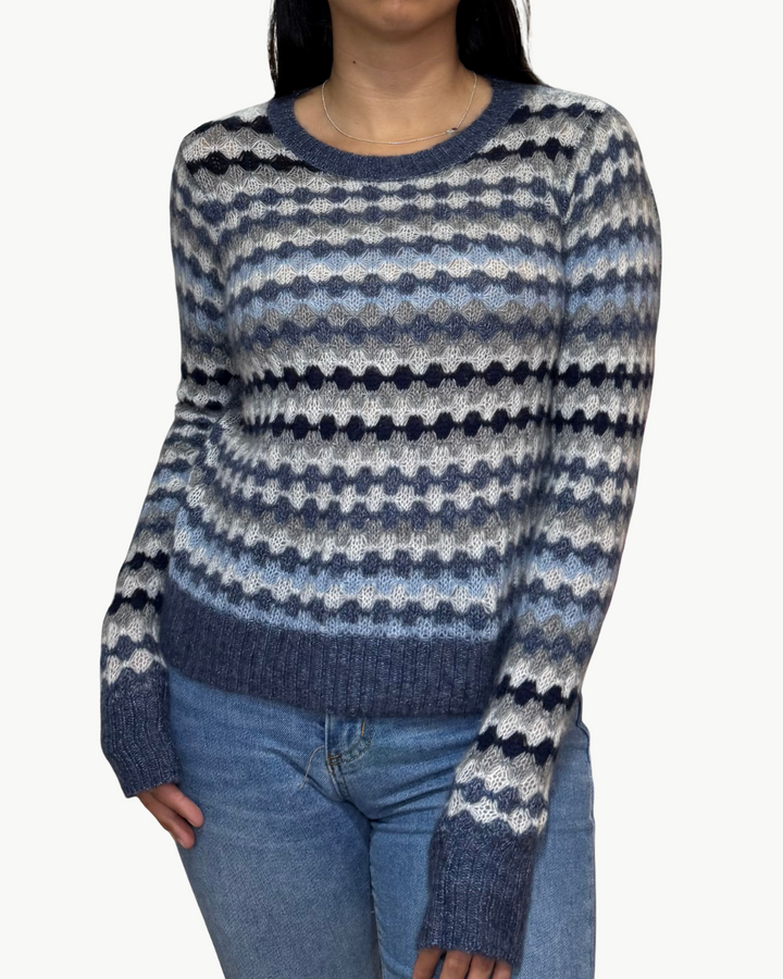 Autumn Cashmere W Multi Color Fancy Stitch Crew