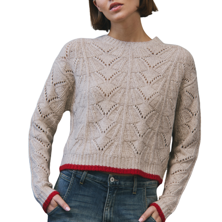 Autumn Cashmere W Boxy Shell Stitch Tipped Crew