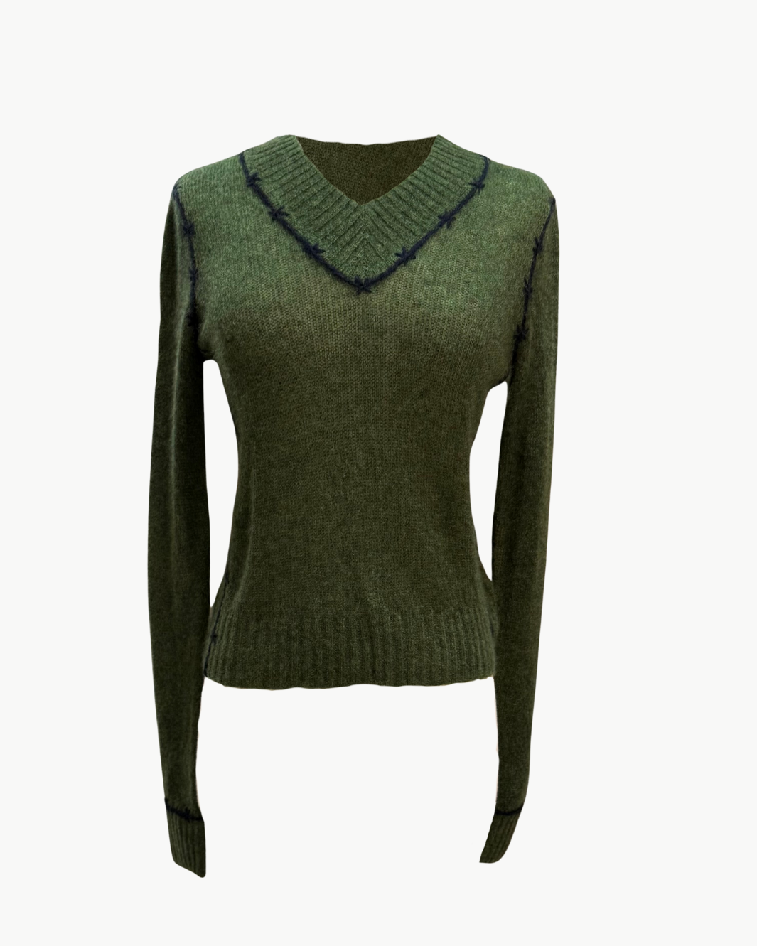 Autumn Cashmere W Fitted V Embroidered Seam