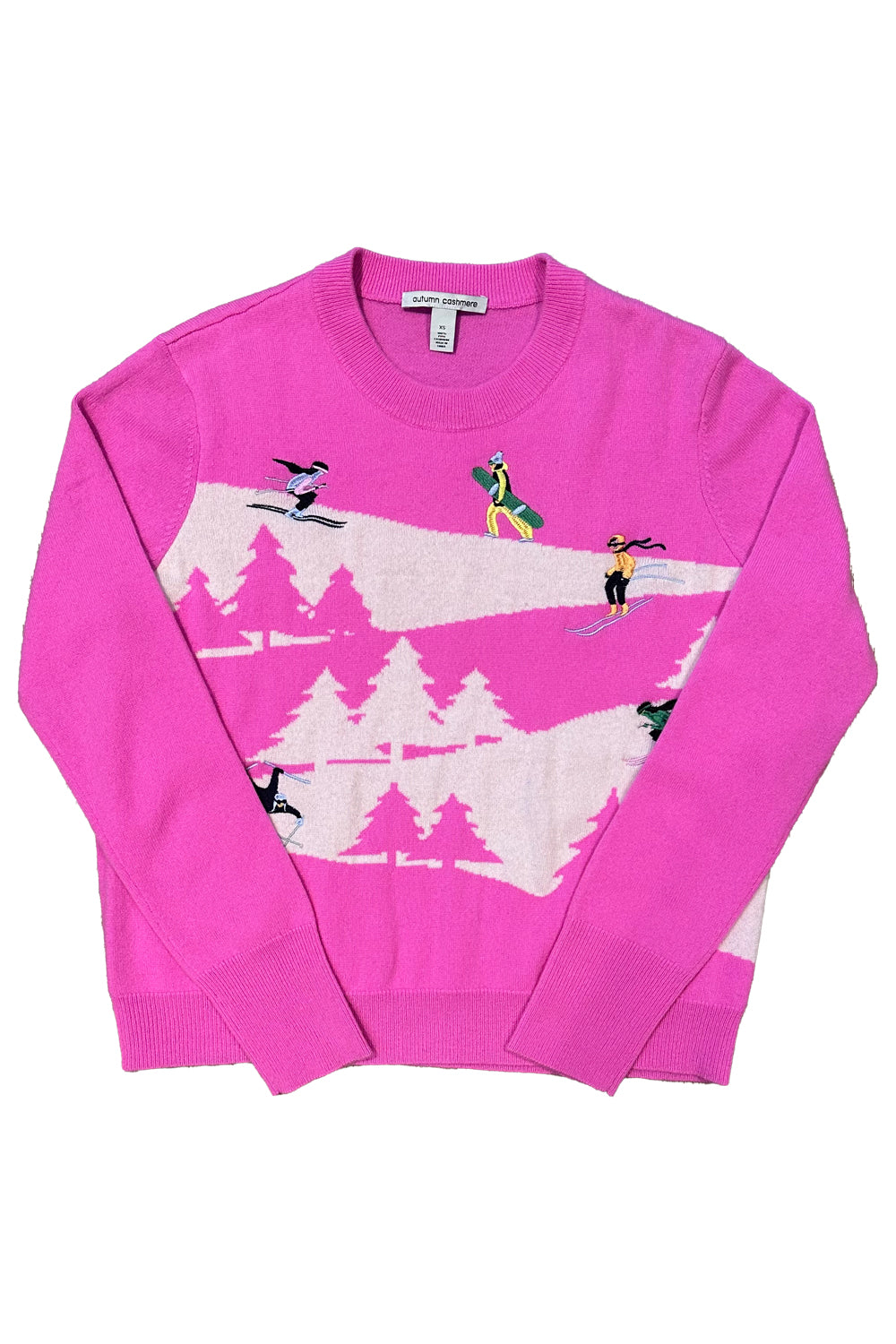 Autumn Cashmere Snowscape With Skiers LS