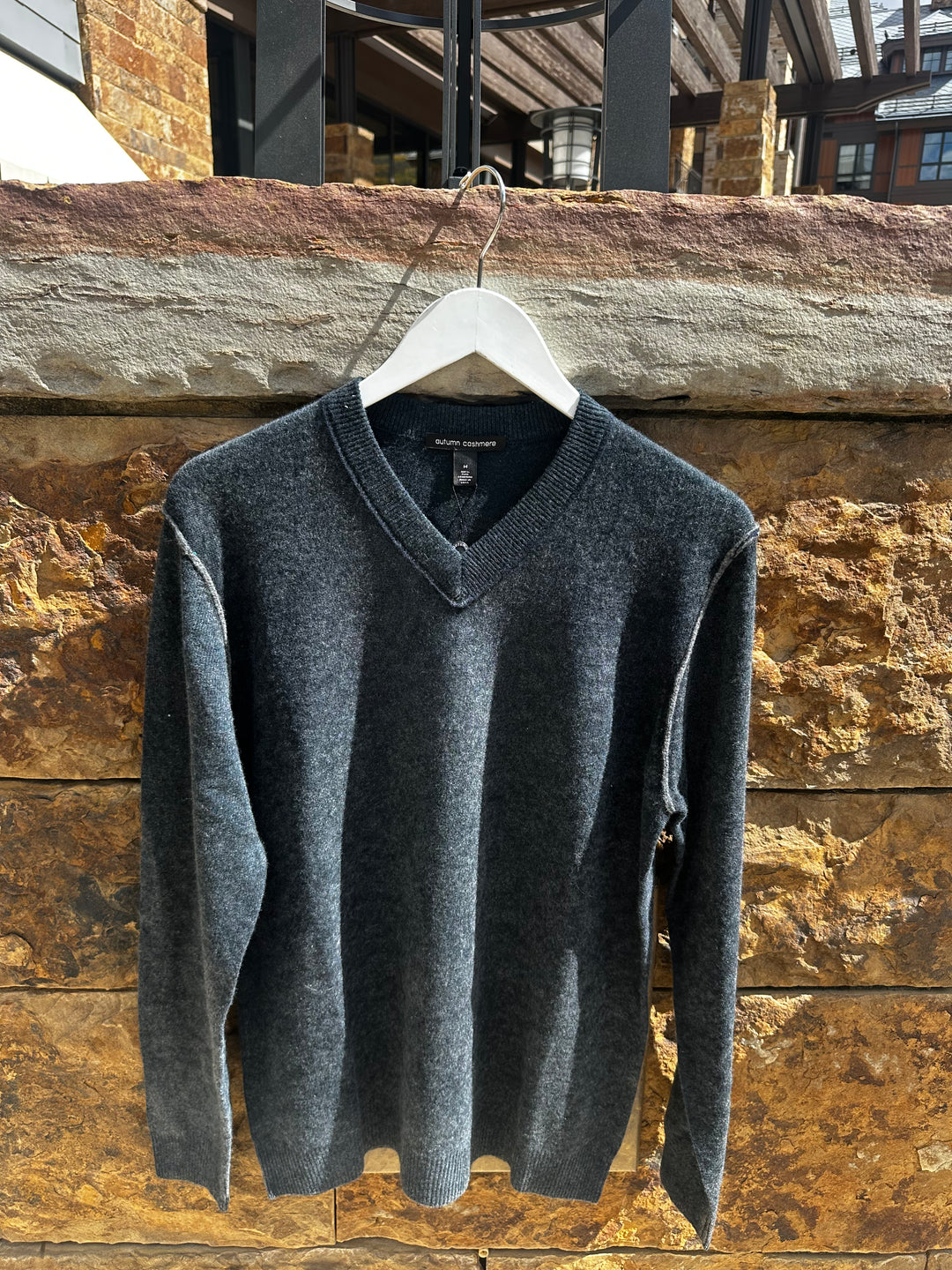 Autumn Cashmere Inked V Neck w/ Contrast Seams