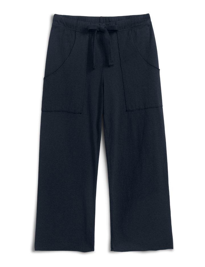 Frank & Eileen HJ Penny navy wide-leg pants with drawstring waist and patch pockets