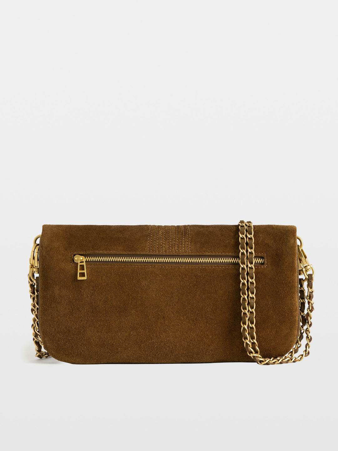 Zadig & Voltaire Rock Western suede crossbody bag in tan with gold chain strap