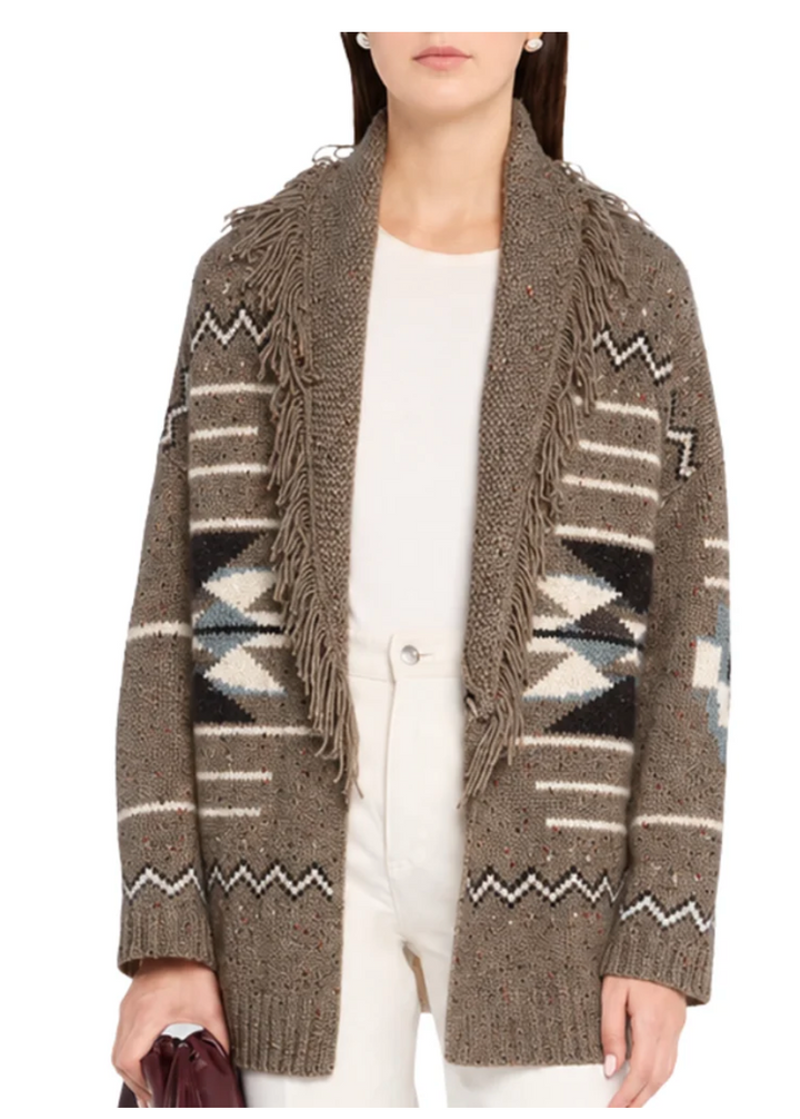 Autumn Cashmere Southwest Fringed Shawl Collar Throw