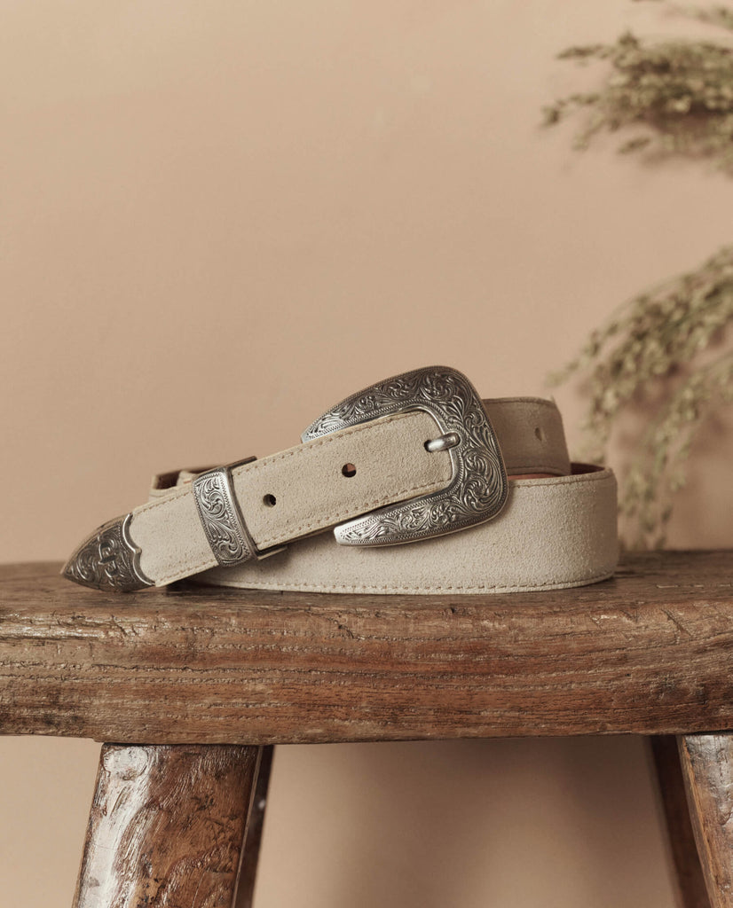 The Great Western Narrow Belt - Premium Suede Leather Belt – Grey Salt