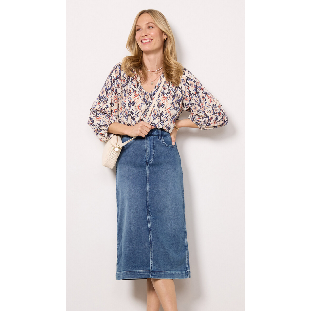 Faherty W Stretch Terry Midi Skirt