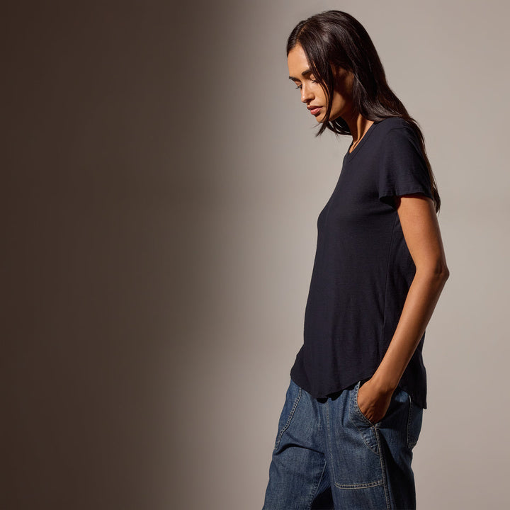 James Perse W Sheer Slub Crew Neck Tee
