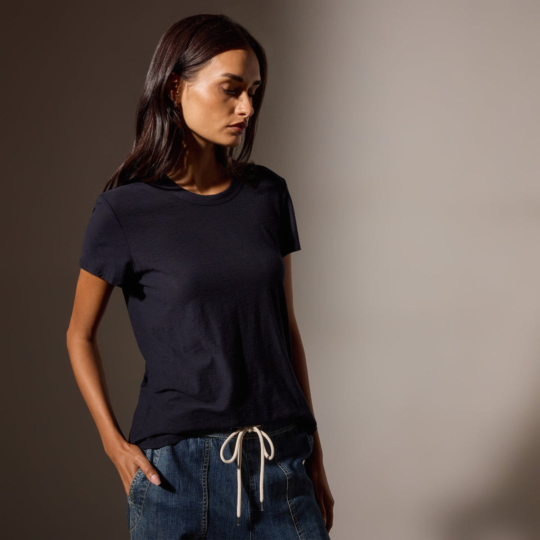 James Perse W Sheer Slub Crew Neck Tee