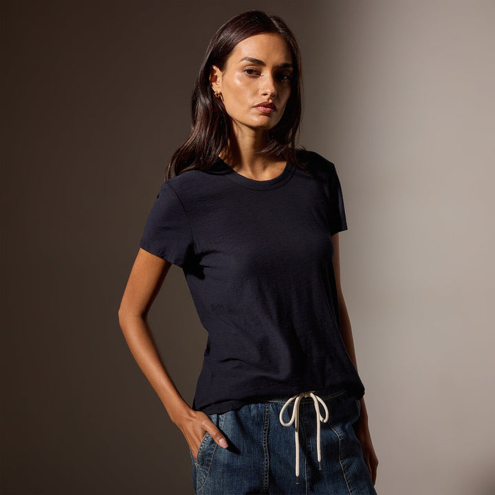 James Perse W Sheer Slub Crew Neck Tee