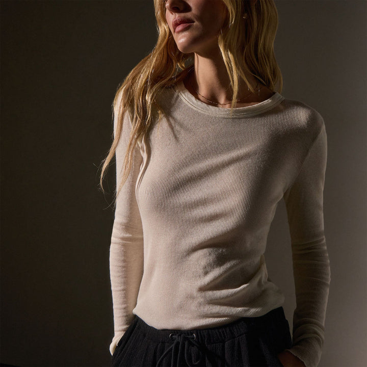 James Perse W Cotton Cashmere Rib LS Crew