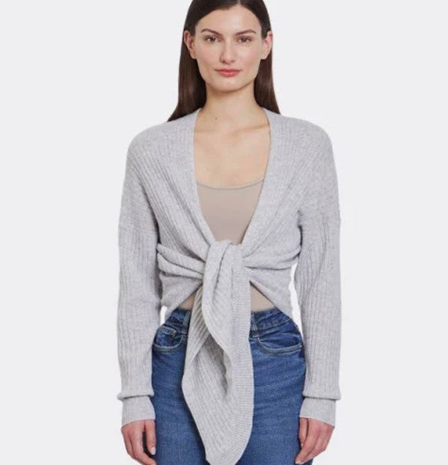 Autumn Cashmere W Tie Front Rib Cardigan