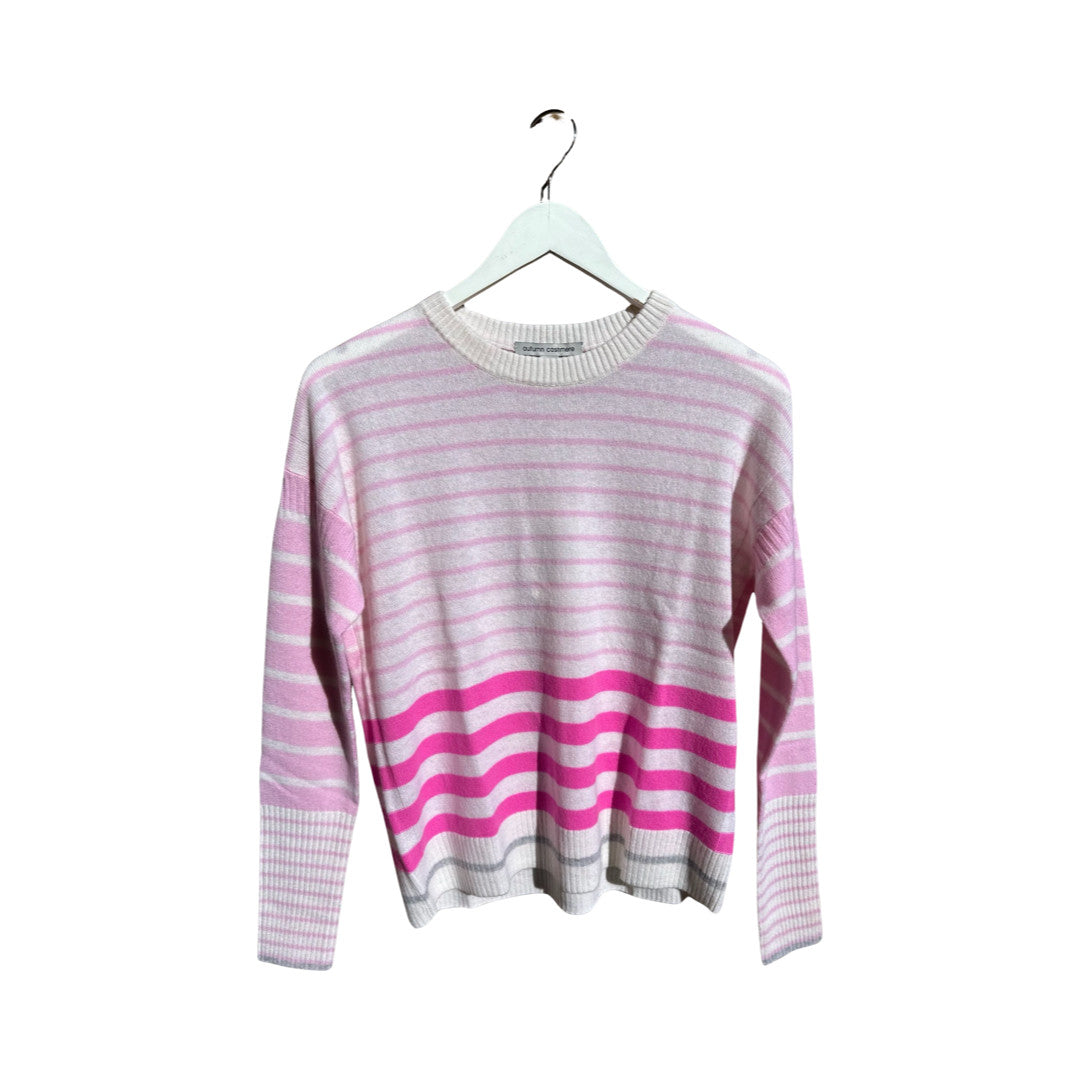 Autumn Cashmere W Stripe Block Crew