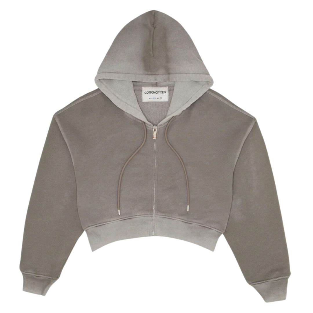 【EZKATON】22FW★ Inverted cropped hood zip-up Cotton Citizen W Boston Crop Hoodie – Grey Salt