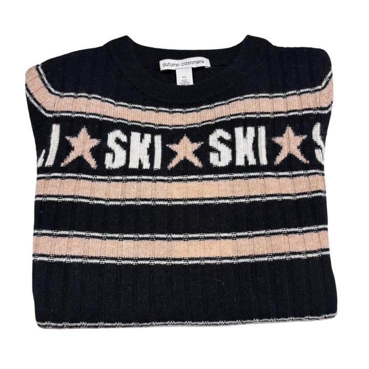 Autumn Cashmere W Striped Rib Ski Crew