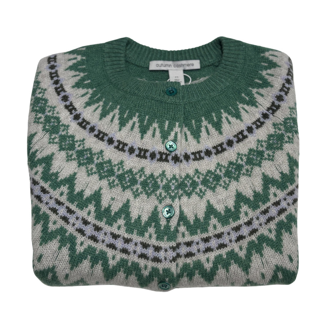 Autumn Cashmere W Crew Neck Cardi Fair Isle