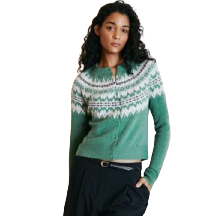 Autumn Cashmere W Crew Neck Cardi Fair Isle