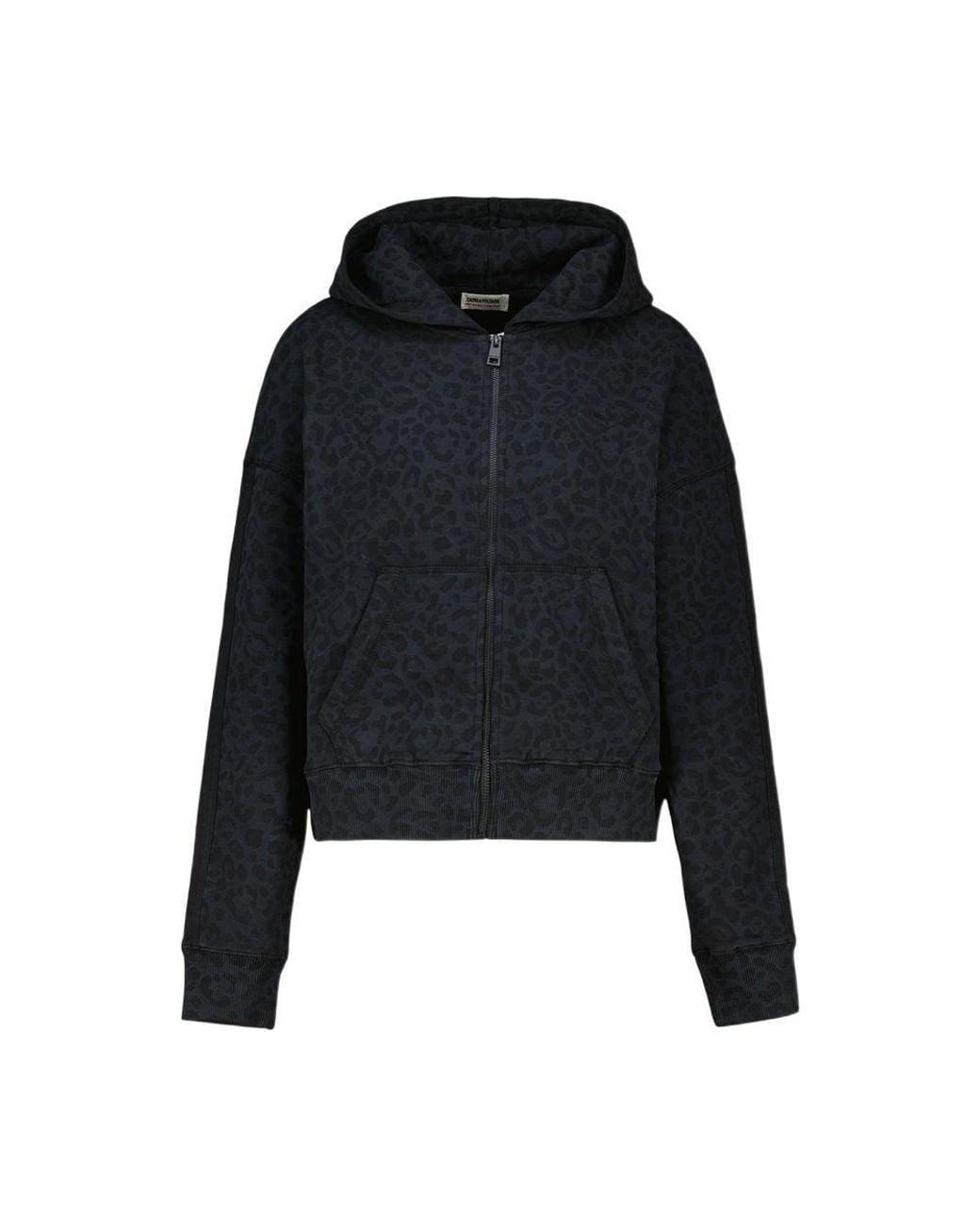 Zadig & Voltaire Swee Zip Mo Animalier dark leopard print zip-up hoodie sweatshirt