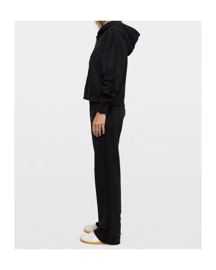 Black animalier print zip hoodie tracksuit set by Zadig & Voltaire side view