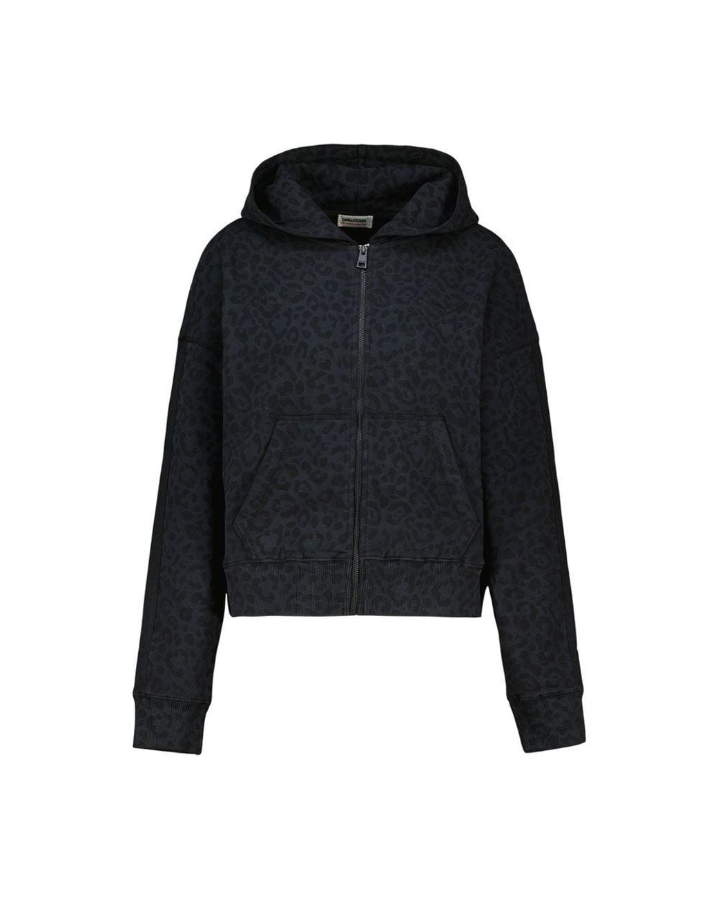 Zadig & Voltaire Swee Zip Mo Animalier dark navy leopard print zip-up hoodie